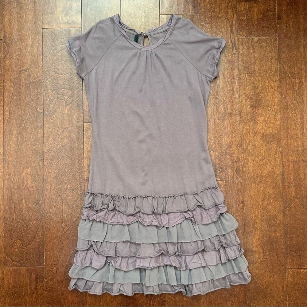 United Colors of Benetton Girl’s Muted Purple Tiered Cotton Dress, Size XL 10/11